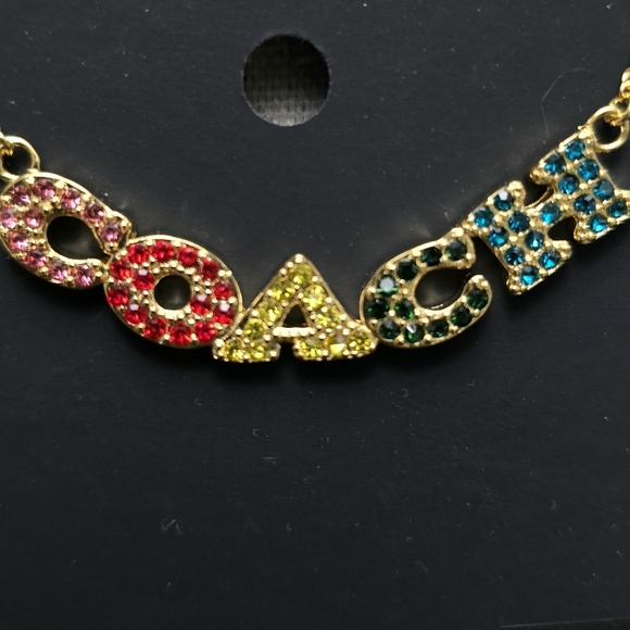 Coach Gold Necklace with Colorful Letter Pendant - Picture 2 of 3